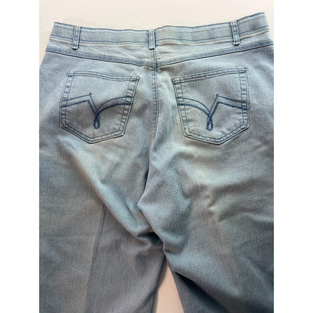 GV Women's Capri Jeans Sz 18 Stretch 18W Blue Button Hem Dream Wash W38 L20.5 - Picture 10 of 13